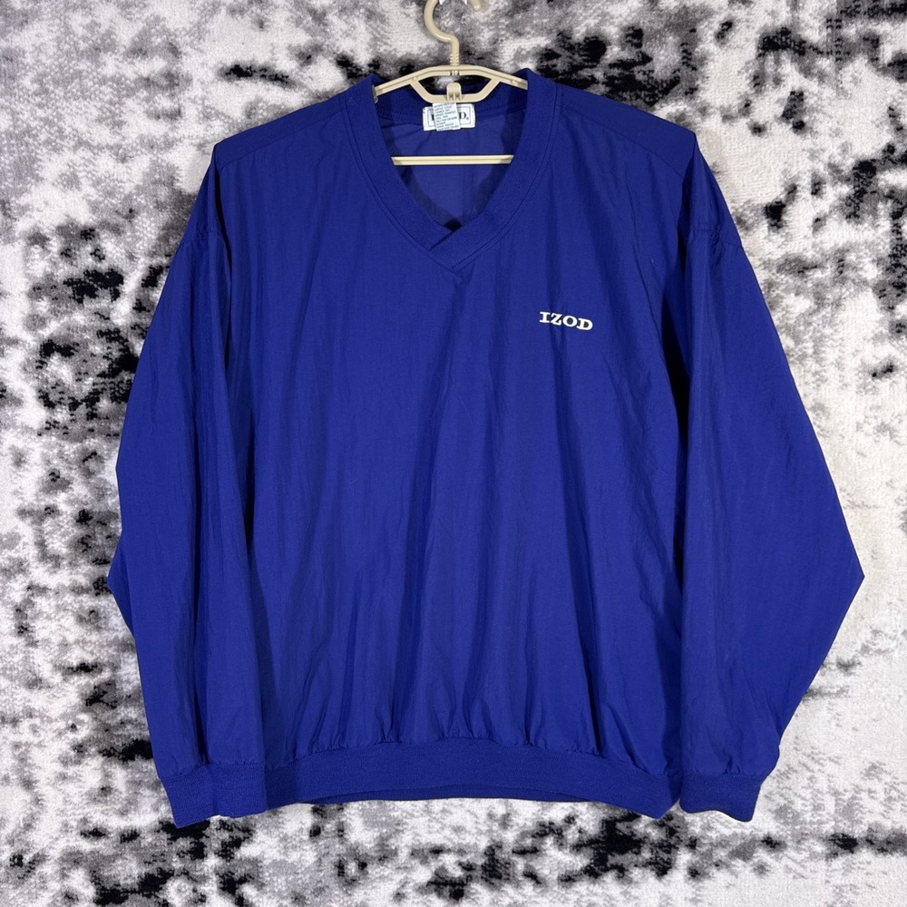 VTG Izod Windbreaker Pullover Mens Large Navy Blue Nylon Golf Old Money Preppy